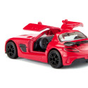 Réplica a escala del Mercedes-Benz SLS AMG Black Series rojo con puertas de ala de gaviota.