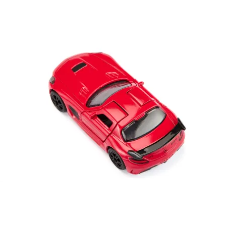 Réplica a escala del Mercedes-Benz SLS AMG Black Series rojo con puertas de ala de gaviota.