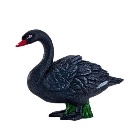 Cisne negro decorativo pintado a mano con detalles realistas, pieza elegante de decoración para el hogar.