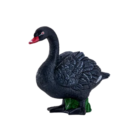 Figura de cisne negro decorativo pintado a mano con detalles realistas para decoración de interiores.