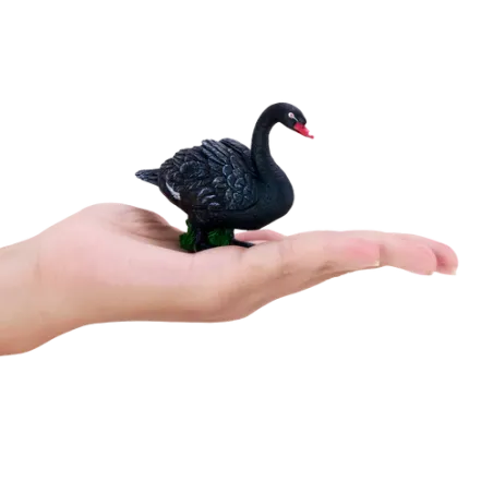 Figura de cisne negro decorativo pintado a mano con detalles realistas para decoración de interiores.