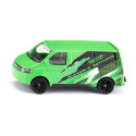 Miniatura de furgoneta VW Transporter T5 de Siku en metal con portón trasero funcional.