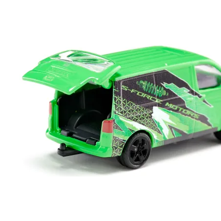 Miniatura de furgoneta VW Transporter T5 de Siku en metal con portón trasero funcional