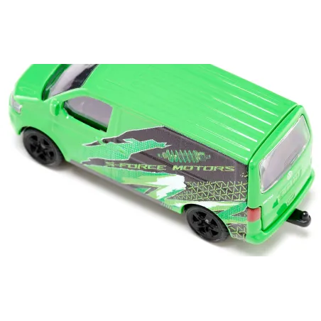 Miniatura de furgoneta VW Transporter T5 de Siku en metal con portón trasero funcional