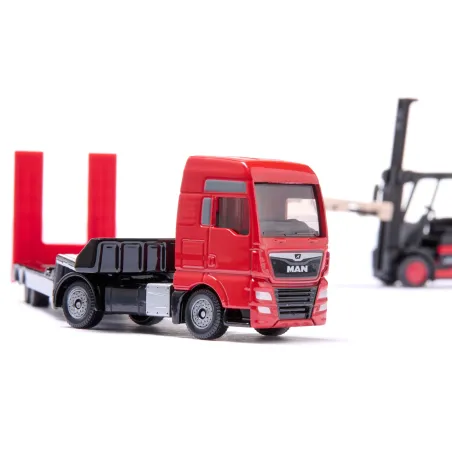 Camión MAN miniatura escala 1:87 con carretilla elevadora Linde SIKU.