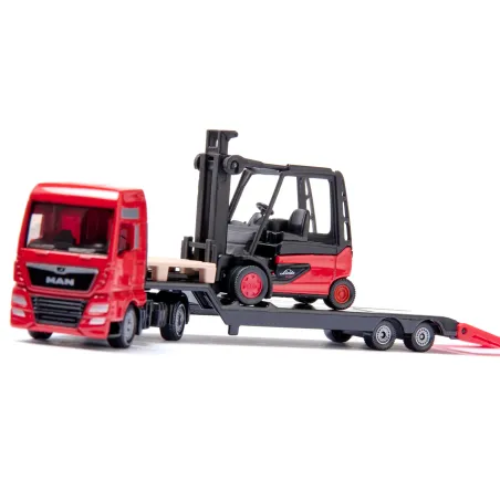 Camión MAN miniatura escala 1:87 con carretilla elevadora Linde SIKU.