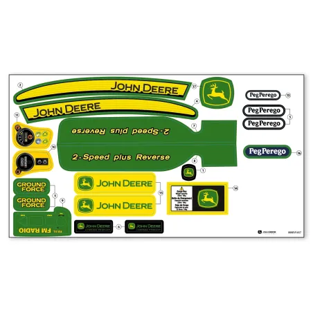 Set de pegatinas de repuesto para tractor infantil Peg-Pérego John Deere Ground Force.