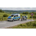 Furgoneta de policía VW T6 y motocicleta BMW de juguete Siku en metal