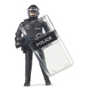 Figura articulada de policía de las Fuerzas Especiales bworld de Bruder con escudo táctico.