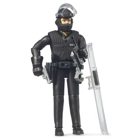 Figura articulada de policía de las Fuerzas Especiales bworld de Bruder con escudo táctico