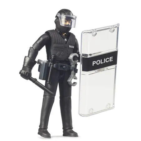 Figura articulada de policía de las Fuerzas Especiales bworld de Bruder con escudo táctico