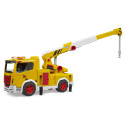 Camión grúa de juguete ROADMAX de Bruder escala 1:16 con brazo extensible y soportes desplegables.