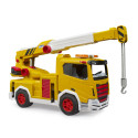 Camión grúa de juguete ROADMAX de Bruder a escala 1:16 con brazo extensible y soportes desplegables.