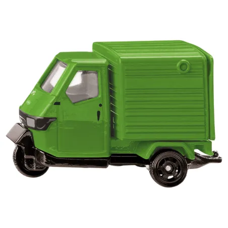 Miniatura SIKU del clásico Piaggio Ape verde, vehículo de juguete y colección en metal y plástico.