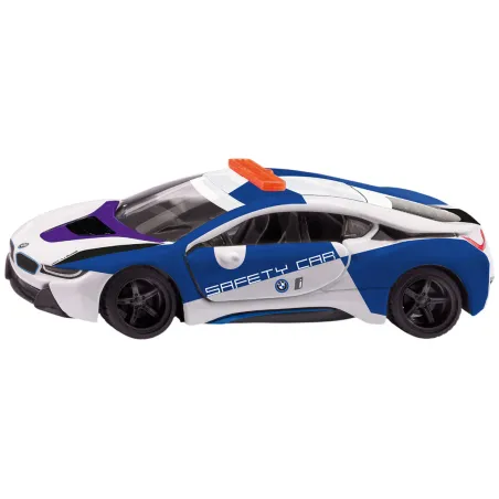Coche de juguete BMW i8 Safety Car de Siku en miniatura de metal y plástico para coleccionistas.