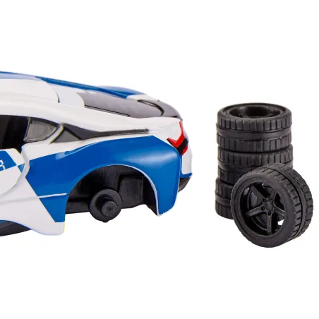 Coche de juguete BMW i8 Safety Car de SIKU en miniatura de metal y plástico para coleccionistas.