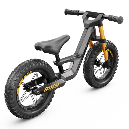 Bicicleta infantil BERG Bike Cross gris con freno de mano de alta precisión y diseño ergonómico ajustable.