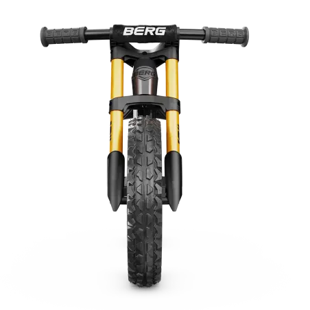 Bicicleta infantil BERG Bike Cross gris con freno de mano de alta precisión y diseño ergonómico ajustable.