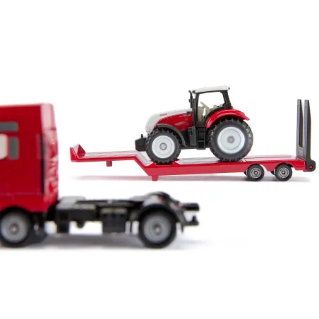 Camión de juguete MAN con Steyr Siku 1764 a escala 1:87 de metal y plástico.