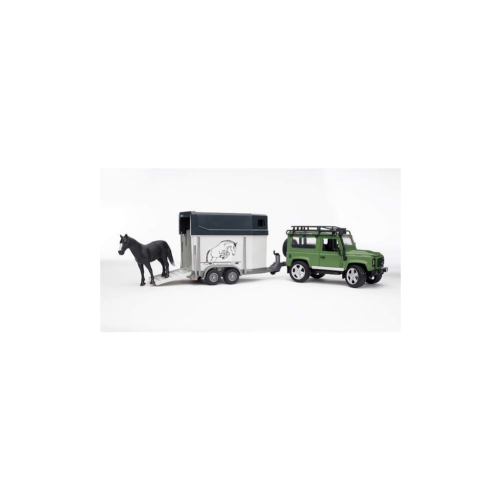 Coche Land Rover Defender SW con remolque equino y caballo - Escala 1:16 Coche Land Rover Defender SW con remolque equino y caballo - Escala 1:16
