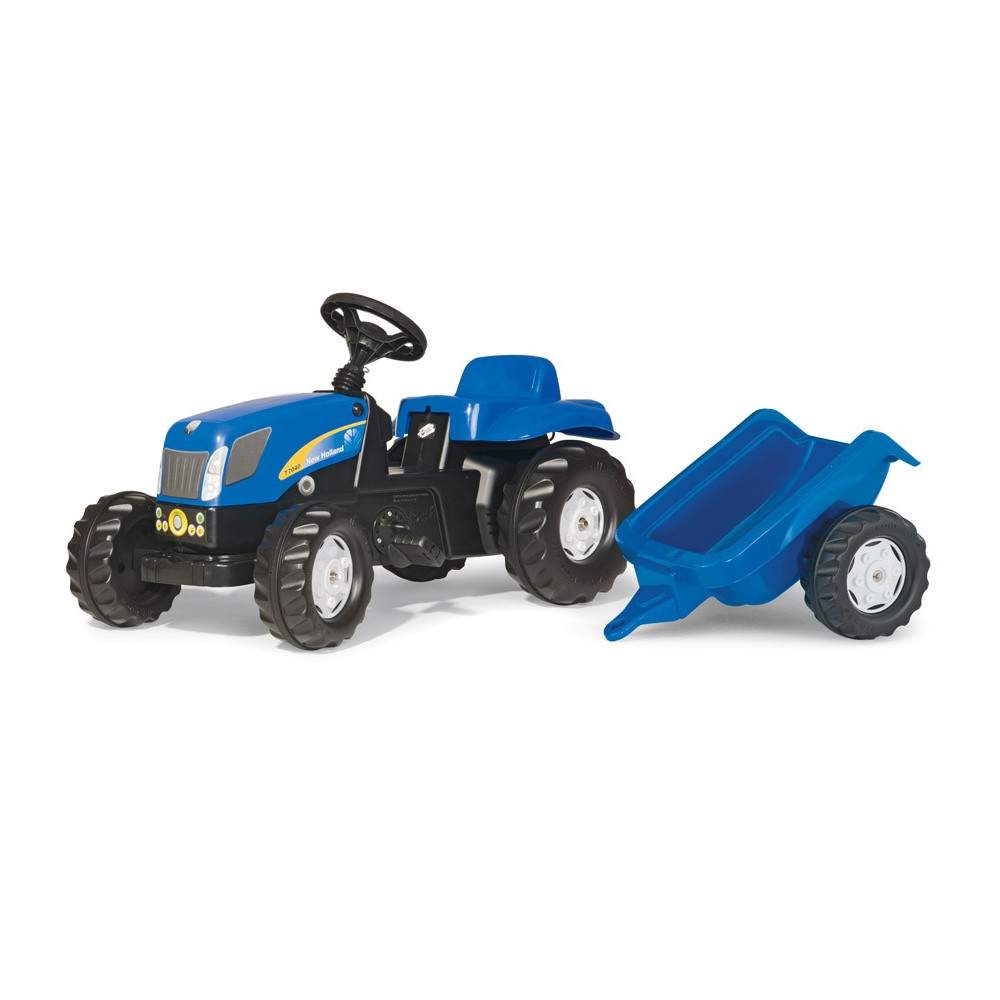 Tractor New Holland con remolque a pedales