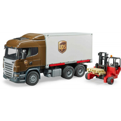 Scania R-Serie UPS Logistik- LKW con carretilla elevadora - escala 1:16