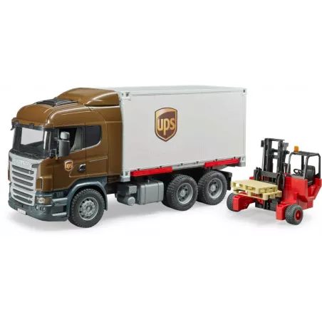 Scania R-Serie UPS Logistik- LKW con carretilla elevadora - escala 1:16