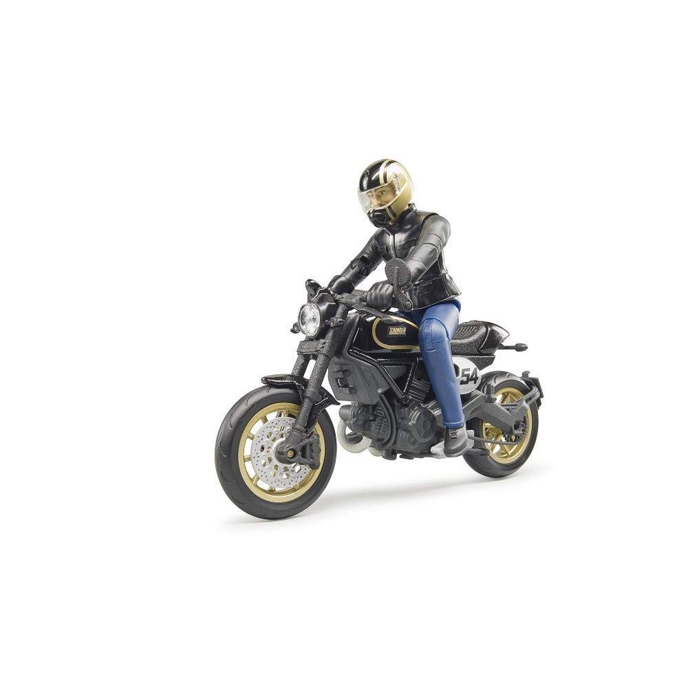 Moto Scrambler Ducati Cafe Racer con piloto - escala 1:16 Moto Scrambler Ducati Cafe Racer con piloto - escala 1:16