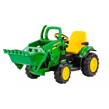 Tractor excavadora eléctrica infantil John Deere Ground Loader de 12V con pala móvil para niños.