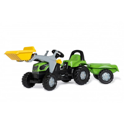 Tractor Deutz-fahr con pala y remolque a pedales