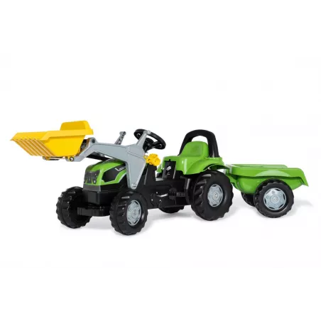 Tractor Deutz-fahr con pala y remolque a pedales