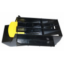 Base de asiento ergonómica con asa de bloqueo amarilla para tractor a pedales Rolly Toys X-Trac Premium.