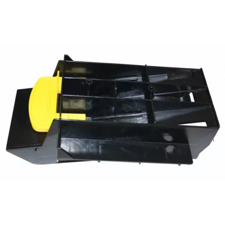 Base de asiento ergonómica con asa de bloqueo amarilla para tractor a pedales Rolly Toys X-Trac Premium.