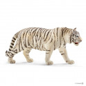 Figura de juguete de tigre blanco de Schleich con ojos azules y pelaje detallado.