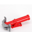 Cilindro de soporte rojo de juguete marca Bruder para excavadoras y vehículos de construcción.