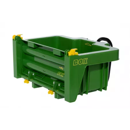 Remolque de juguete rollyBox para tractores de pedal infantiles, apto para niños de 3 a 10 años.