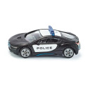 Coche de juguete BMW i8 de la policía de EE. UU. en miniatura de metal y plástico.