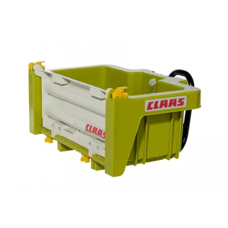 Remolque de juguete rollyBox Claas verde con bandeja basculante para tractor de pedales Rolly Toys.