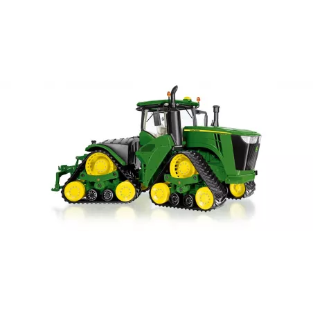 Tractor John Deere 9620RX a escala 1:32 con orugas funcionales y cabina detallada para coleccionistas.