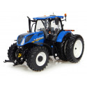 Tractor New Holland T7.225 a escala 1:32 con ruedas dobles, miniatura metálica de colección.