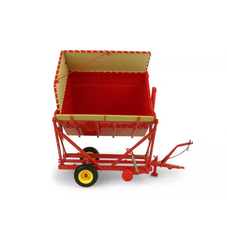 Miniatura de metal a escala 1:32 del remolque agrícola Taarup TIPVOGN T3 para coleccionismo y dioramas.