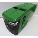 Tractor de pedales infantil John Deere 8400R rollyX-Trac Premium verde para juego al aire libre.
