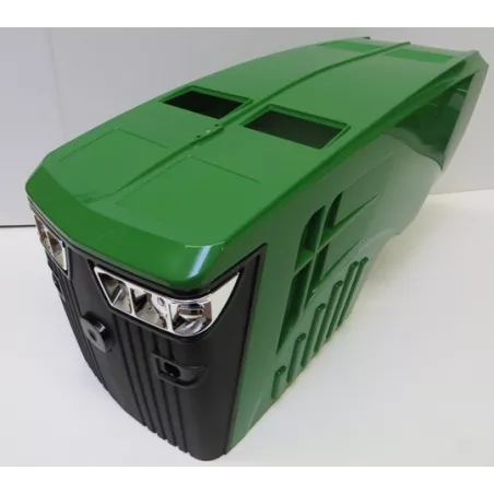 Tractor de pedales infantil John Deere 8400R rollyX-Trac Premium verde para juego al aire libre.