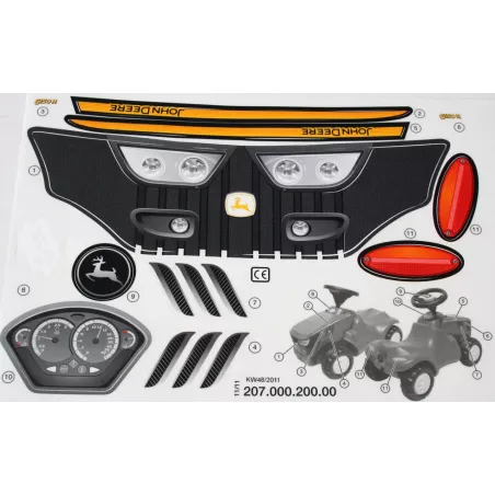 Pegatina oficial Minitrac John Deere de Rolly Toys para personalizar tractor de juguete.