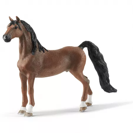 Figura de caballo capón Saddlebred americano de Schleich pintada a mano con gran realismo.