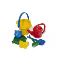 Juego de cubos de 7 piezas Rolly Toys de plástico resistente para jugar en la playa y el jardín.