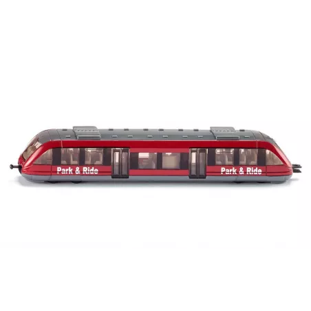 Tren de cercanías de juguete en miniatura fabricado de metal y plástico con sistema de acoplamiento