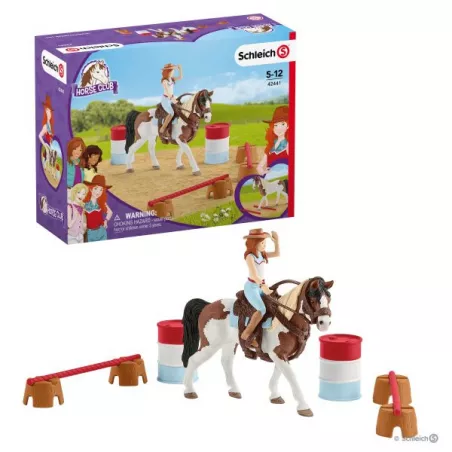 Set de juego ecuestre Horse Club Hannah de Schleich con figura de caballo y accesorios para niños.