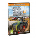 Farming Simulator 19 Platinum Edition con maquinaria agrícola CLAAS en un campo de cultivo.