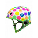 Casco infantil de lunares neón talla M con sistema de regulación y ventilación para bicicleta